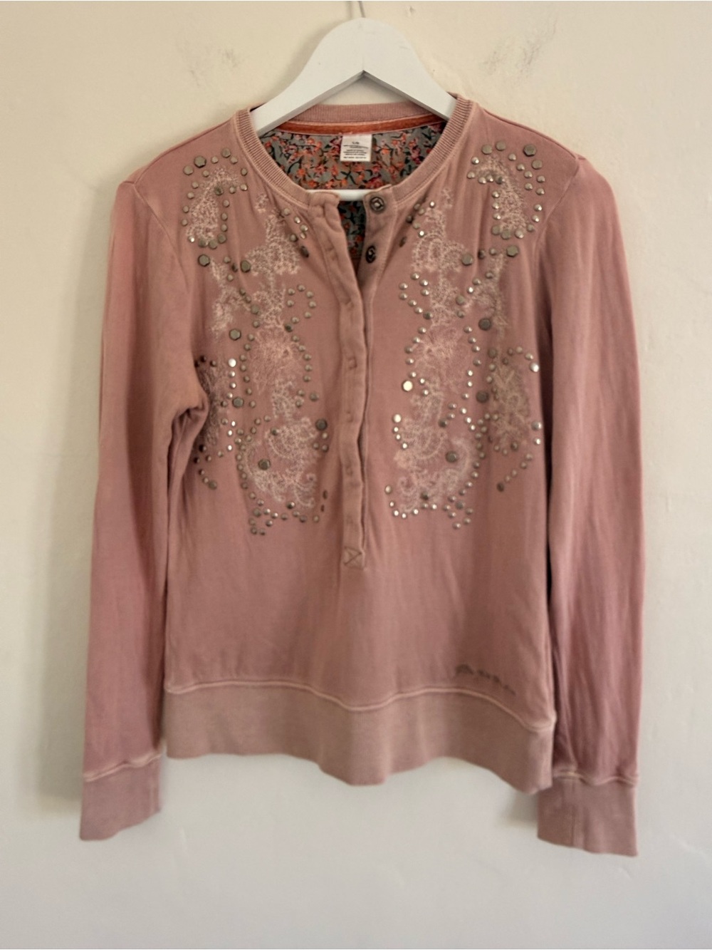 Parasuco Dusty Pink Floral Henley Top